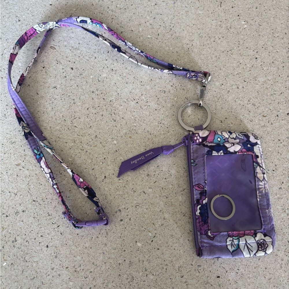 Vera Bradley Purple Floral Keychain ID/ Wallet